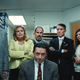 Center: Hugh Jackman. Standing from left: Ray Romano, Catherine Curtin, Michael Jay Henry, Robert “Toshi” Chan, Dina Pearlman, Finnerty Steeves